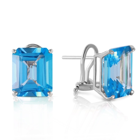 #FRENCH CLIPS #EARRING WITH #NATURAL BLUE #TOPAZ - Picture 1 of 6